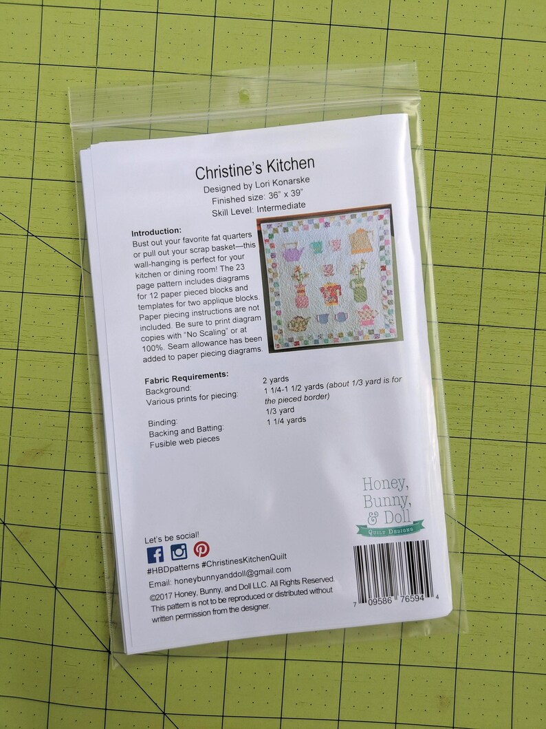 Christine/'s Kitchen Paper Quilt Pattern
