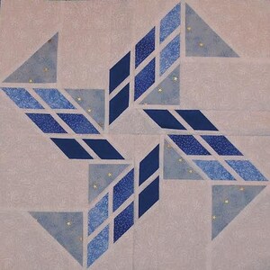 Hurricane paper pieced quilt block PDF pattern