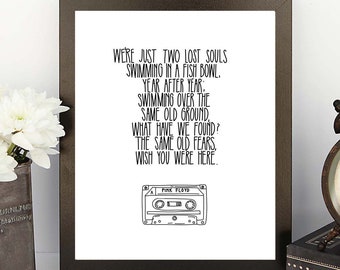 Pink Floyd Wish You Were Here Lyrics Words Quotes 8x10 or 
