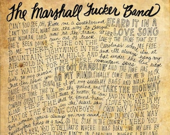 The Marshall Tucker Band Lyrics and Quotes - 8x10 handdrawn and handlettered print on antiqued paper rock music lyrics