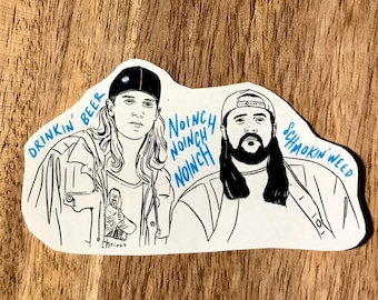 Jay and Silent Bob - Clerks Movie - Sticker Decal Fun Locker Laptop Decal Sticker - Fun - Cult Classic - Funny - Retro