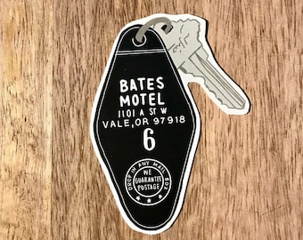Bates Motel Key Fob - Psycho Movie - Sticker - Norman Bates - Decal - Locker - Laptop - Window