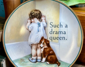 Dirty Dishes - Upcycled Vintage Plate "Such a Drama Queen" Funny OOAK Unique Dish Gift Snarky Mean Sarcastic