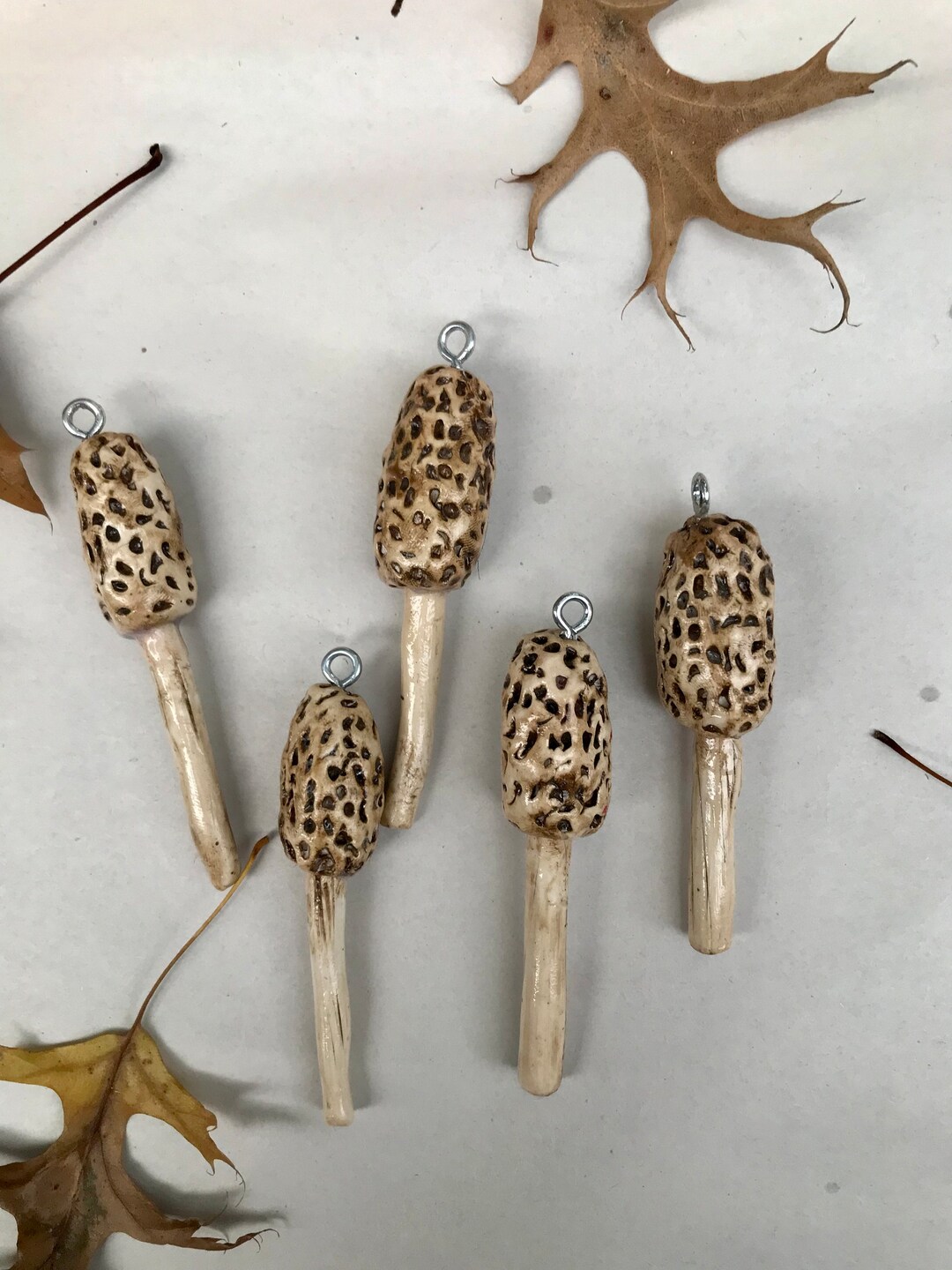 Morel Handmade Mushroom Ornaments Set of 5 Etsy