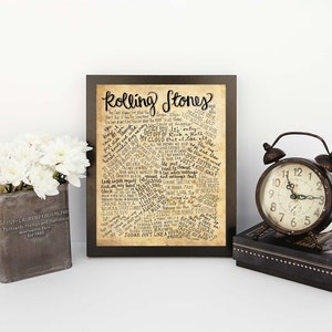 Rolling Stones Lyrics and Quotes 8x10 handdrawn and handlettered print on antiqued paper rock music lyrics image 2