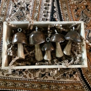Crimini Handmade Mushroom Ornaments - Set of 5 - Etsy