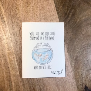 Pink Floyd Wish You Were Here lyrics - Fun greeting card for all occasion miss you birthday valentine encouragement thank you