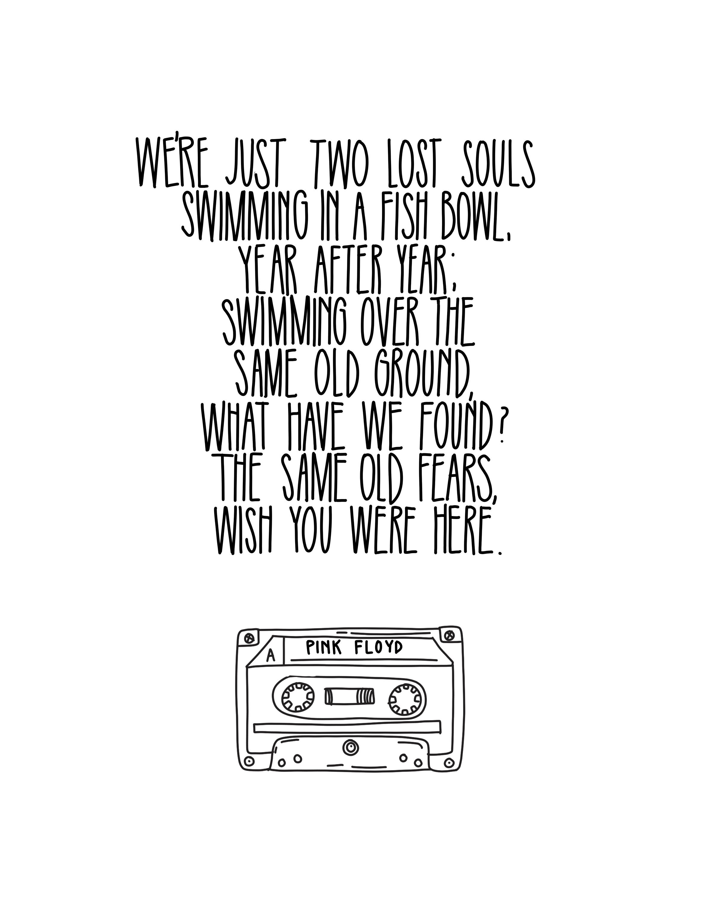 Pink Floyd Wish You Were Here Lyrics Words Quotes 8x10 or Etsy