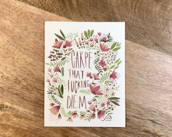 Funny Birthday Card Seizing the Night. Funny Birthday Card for Him Birthday Humor Funny Birthday Card for Her Carpe Diem