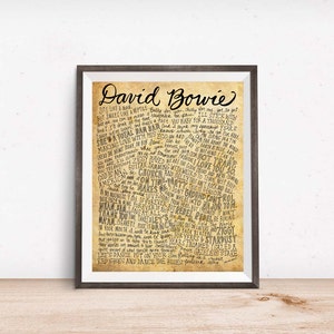 David Bowie/Ziggy Stardust Lyrics and Quotes 8x10 handdrawn and handlettered printed on antiqued paper rock music lyrics image 4