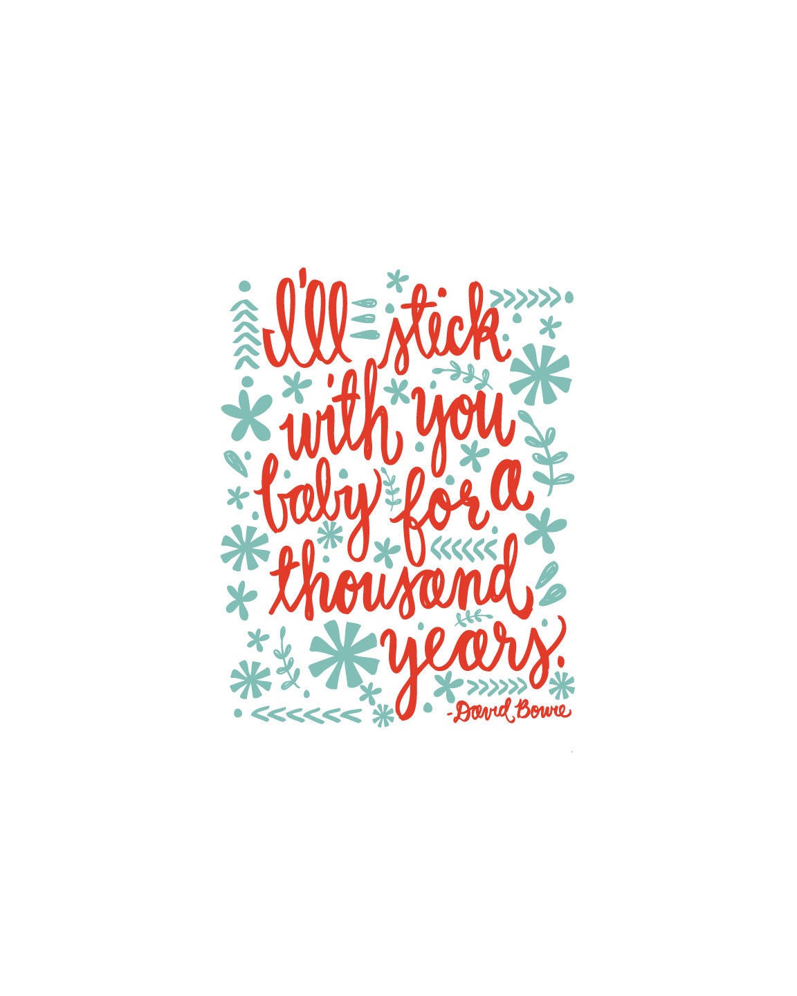 I Ll Stick With You Baby David Bowie Lyrics 8x10 Hand Etsy