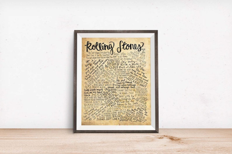 Rolling Stones Lyrics and Quotes 8x10 handdrawn and handlettered print on antiqued paper rock music lyrics image 4