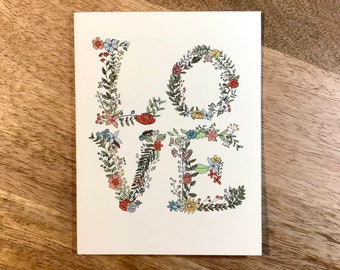 Love floral happy birthday - Greeting Card for All Occasions, Just Because, Encouragement, Congratulations, Friend