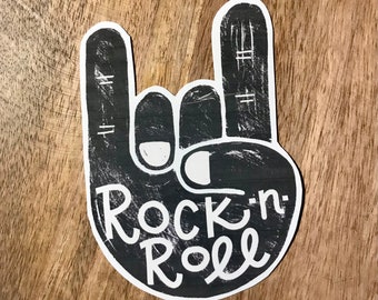 Rock n roll sign hand rock and roll Sticker - decal vinyl glossy laptop decal locker notebook music song