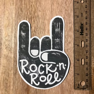 Rock n roll sign hand rock and roll Sticker decal vinyl glossy laptop decal locker notebook music song image 2