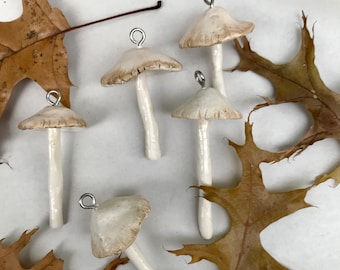Shiitake Handmade Mushroom Ornaments - Set of 5 Fungi