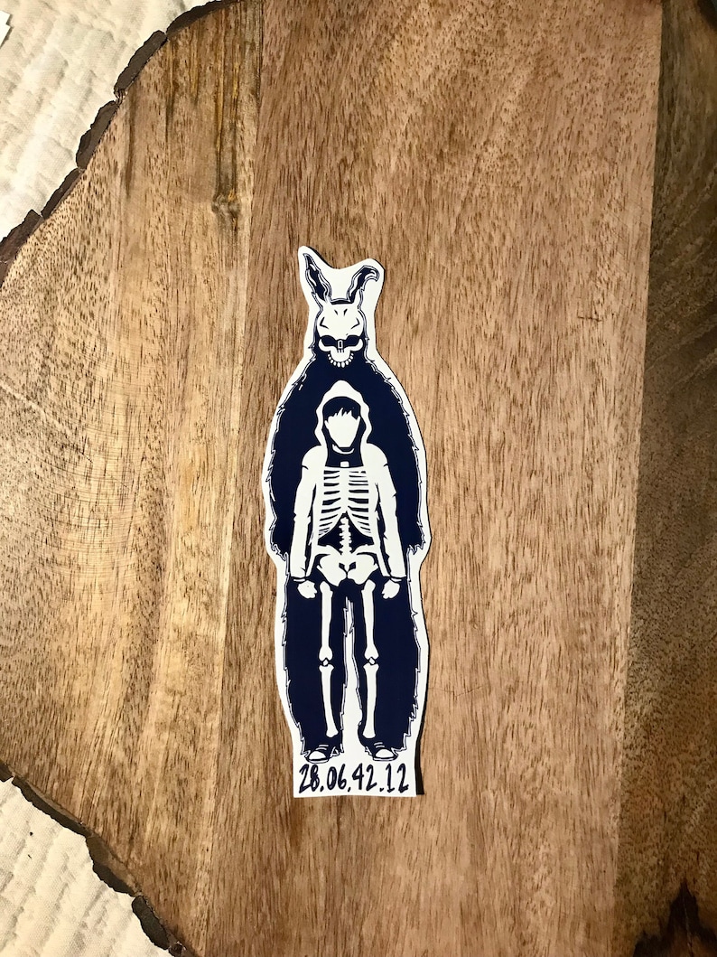 Donnie Darko Movie, Jake Gyllenhaal, Sticker, Rabbit, Bunny, Skeleton, Sticker, Decal, Laptop, Locker, Notebook imagem 1