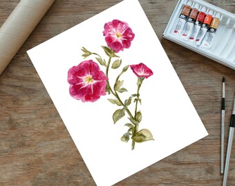 Petunia Flower Watercolor Print
