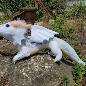 White Prismatic Shoulder Dragon Plush
