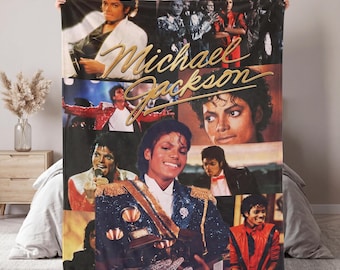 Personalized Michael Jackson Blanket, Music Legend Flannel Throw, King of Pop Custom Fan Gift, Retro Pop Culture Room Decor For MJ Fans