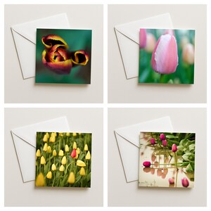 Frühlingsblumen | 4 leere Grußkarten | Blumenfotografie | Umschläge enthalten