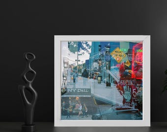 NYC Double Exposure Street Art Print | Vibrant Film Photography, Cityscape Decor (Archival Quality)