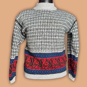 Vintage Geometric Mockneck Sweater | Androgynous Gender Fluid | Curated Slow Fashion | Size L