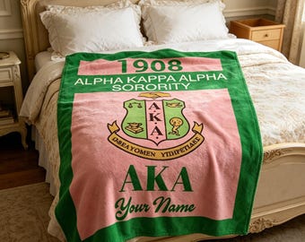 Manta suave personalizada con el escudo de AKA, regalo personalizado de la hermandad Alpha Kappa Alpha 1908