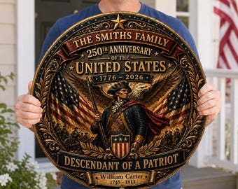 Personalized Descendant of a Patriot 1776 Garden Sign, Family History Gift, Revolutionary War Decor, Wood Plaque, Door Sign, Heritage Art