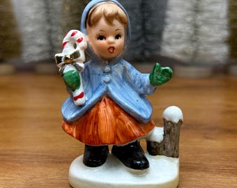 Vintage Napco Christmas Girl with Candy Cane Figurine -1950's Japan