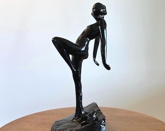 Vintage Signed Frankart Sarsaparilla Nude Nymph Sculptural Bookend | Art Deco Revival 1982