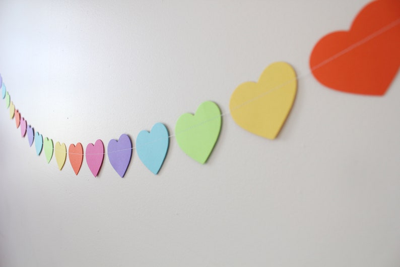 Birthday Decoration Paper Garland, hearts, birthday decor, party decorations, rainbow decor 5 feet long PICK YOUR COLORS image 4