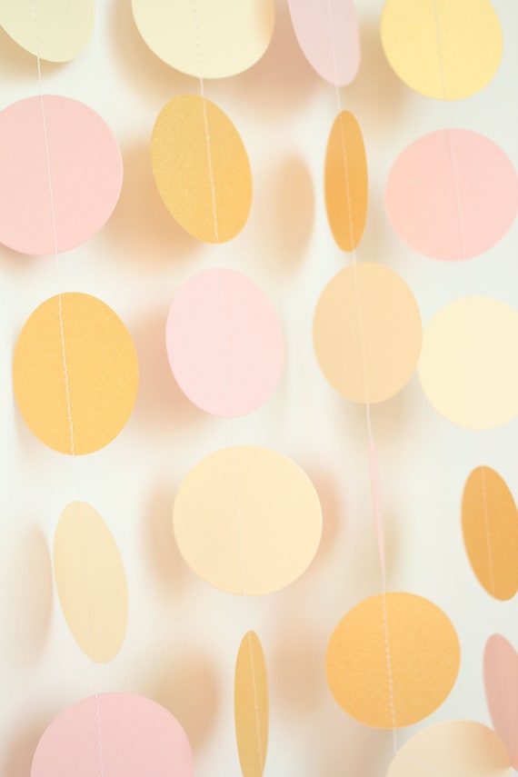 Blush and Gold Baby Paper Garland, Baby shower decorations, Gold baby shower, Shower decor, Paper garland, shower decorations pink Il_570xn