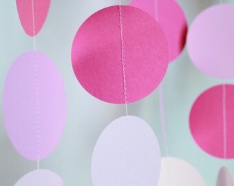 Paper Garland . Birthday Party Decoration, First Birthday Decor, Baby Shower Decor, Girl Birthday, Pretty In Pink, It's  A Girl, 5 Feet Long