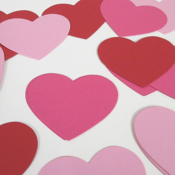 Heart Die Cuts- Card stock heart cut outs, heart place cards, wedding tags, cupcake toppers-PICK YOUR COLORS 3 1/4" Set of 30 hearts