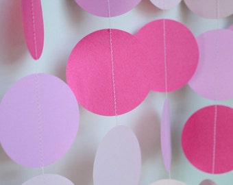 Pink Paper Garland,  Baby Shower Decoration, Birthday Party Decor- 10ft