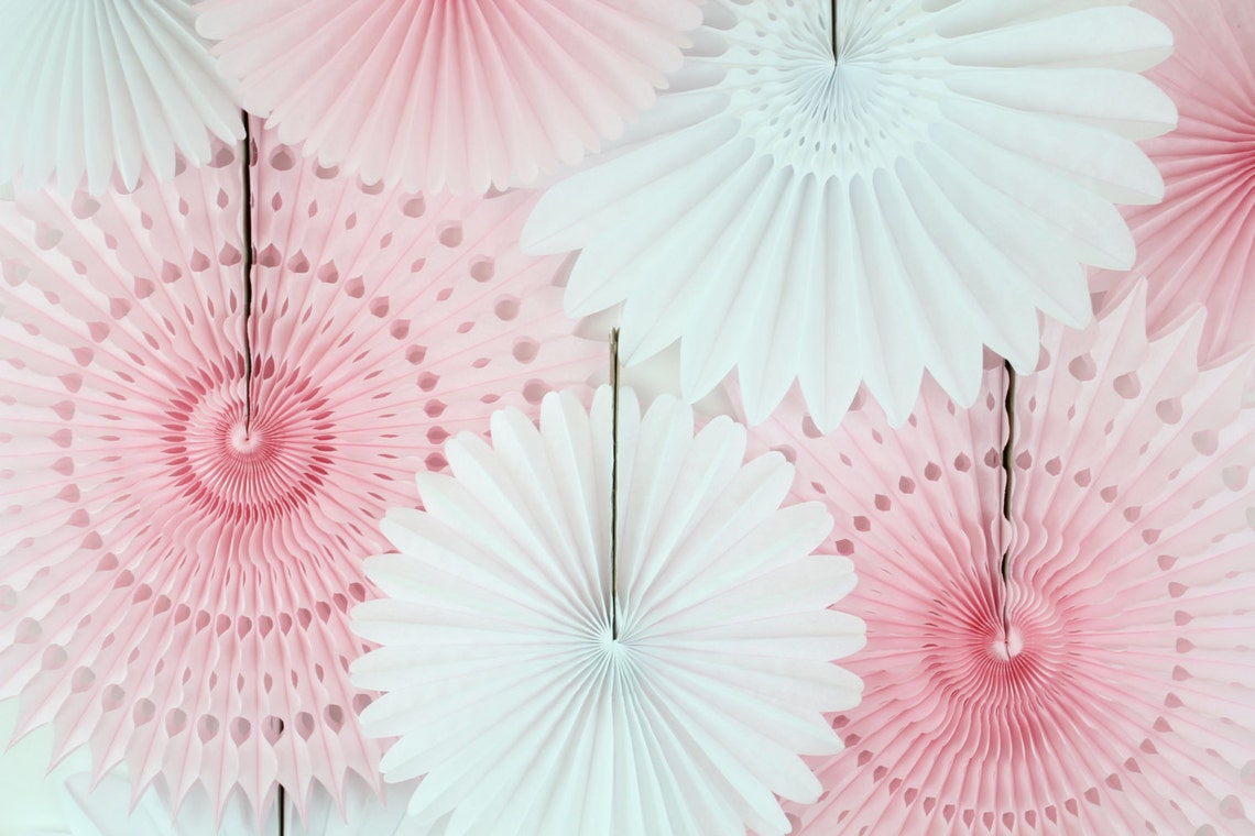 Baby Shower Decorations 8 Tissue Paper Fans Decor Kit Baby Etsy