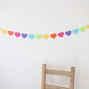 Birthday Decoration Paper Garland, hearts, birthday decor, party decorations, rainbow decor 5 feet long PICK YOUR COLORS image 2