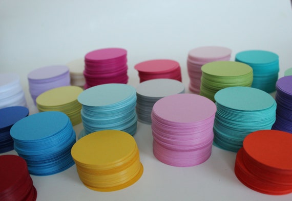 300 card 2" stock circles- diy favor tags, cupcake toppers, garland, card stock, die cut circles, 2" circle set of 300 PICK YOUR COLORS Il_570xn
