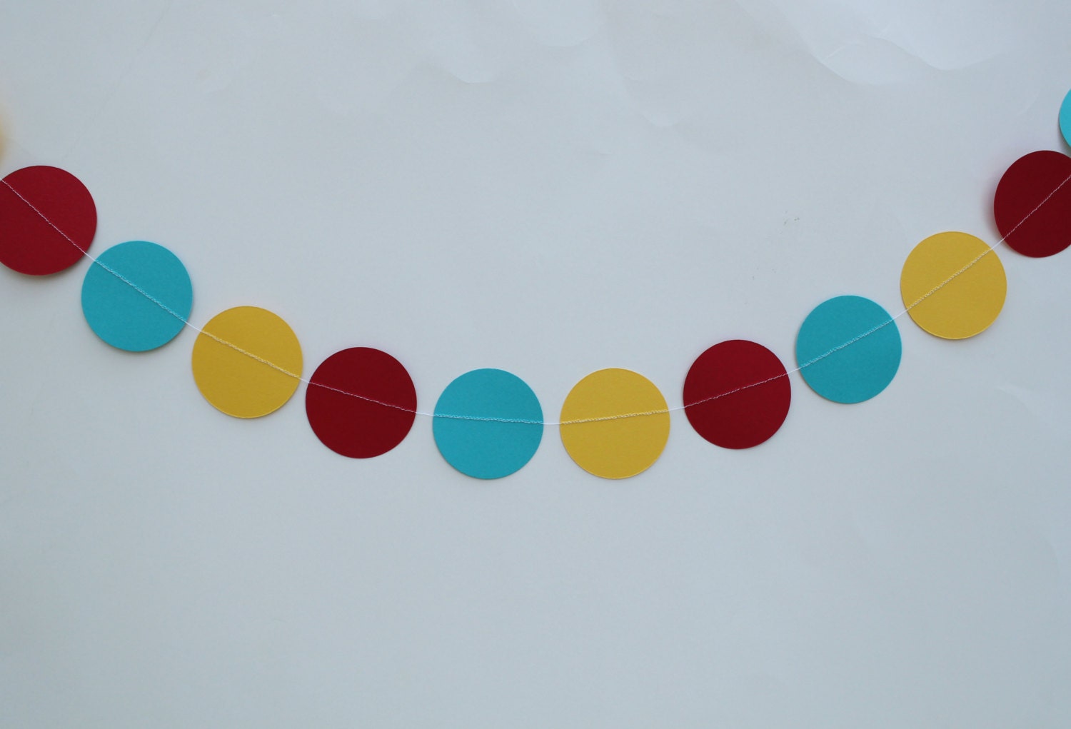  Birthday  Decoration  Paper Garland red teal and yellow 
