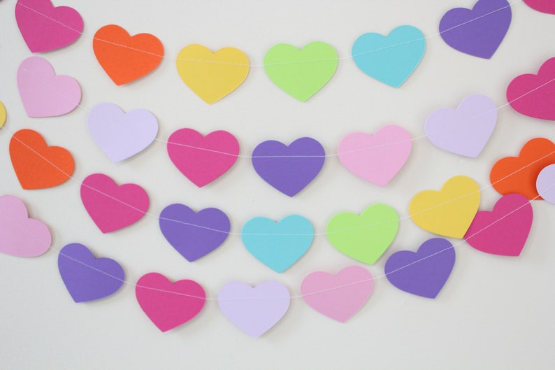 Birthday Decoration Paper Garland, hearts, birthday decor, party decorations, rainbow decor 5 feet long PICK YOUR COLORS image 5