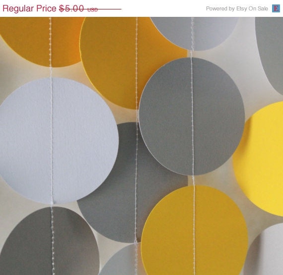 Mustard Yellow Silver and Grey Paper Flower Garland, Wedding