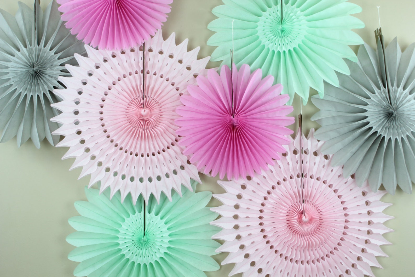 Birthday Party Decorations 8 Tissue Paper Fans Decor Kit Etsy