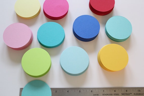 2.5" Cardstock circles- DIY garland, cupcake toppers, favor tags, weddings, baby showers, birthday parties, scrapbooking- 100 Circles Il_570xn