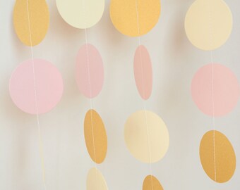 Blush and Gold  Shower Decor- Paper garland shower decoration pink, ivory, gold decor, bridal shower decor, wedding garland, sweet sixteen