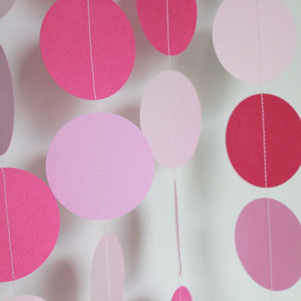 Baby Shower Decorations, Paper Garland, party supply, birthday party, decor,  5 Feet Long . Pink