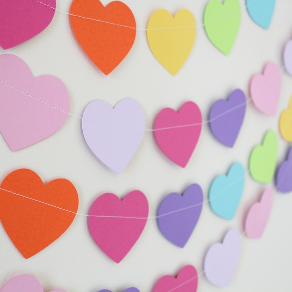 Birthday Decoration- Paper Garland, hearts, birthday decor,  5 feet long PICK YOUR COLORS