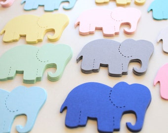 30 Elephant Die Cuts- Card Stock Elephant Cut Outs, school project, Place Cards Tags, Cupcake Toppers-PICK YOUR COLORS