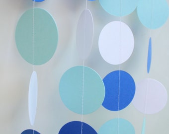 Paper Garland, Baby Boy, Baby Shower Decoration, Ocean Theme Shower, Blue and White Baby Shower, First Birthday Decorations