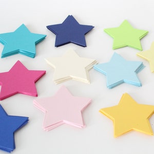 30 Die Cut Stars-PICK YOUR COLORS , favor tag, place tag, school supply, party decor, die cut, paper star, scrapbooking